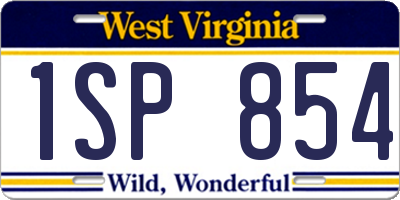WV license plate 1SP854