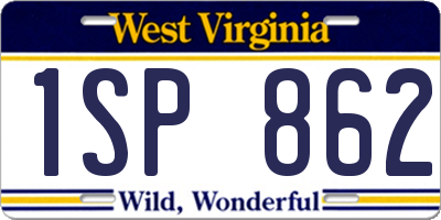 WV license plate 1SP862