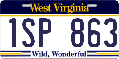 WV license plate 1SP863