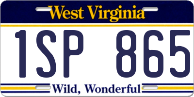 WV license plate 1SP865