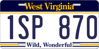 WV license plate 1SP870