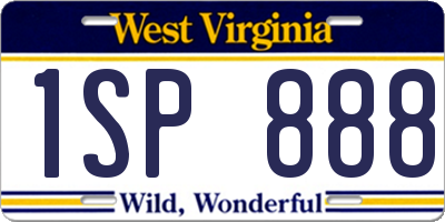 WV license plate 1SP888