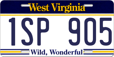 WV license plate 1SP905