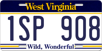 WV license plate 1SP908