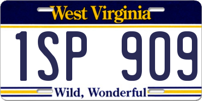 WV license plate 1SP909