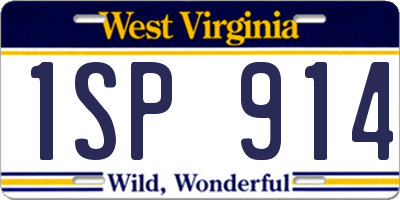 WV license plate 1SP914