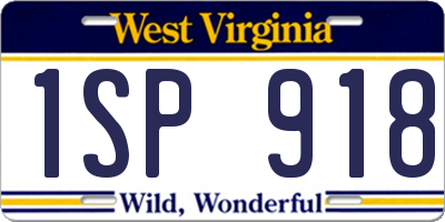 WV license plate 1SP918