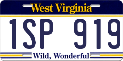 WV license plate 1SP919