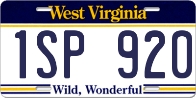 WV license plate 1SP920