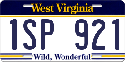 WV license plate 1SP921
