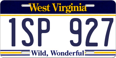 WV license plate 1SP927