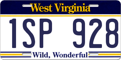WV license plate 1SP928