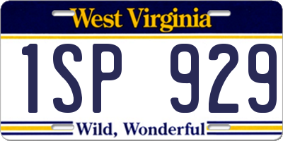 WV license plate 1SP929
