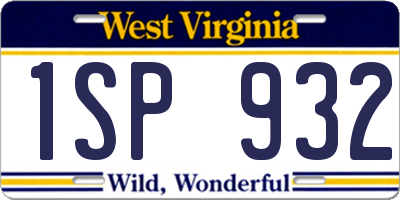 WV license plate 1SP932