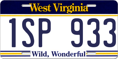 WV license plate 1SP933