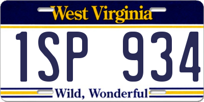 WV license plate 1SP934