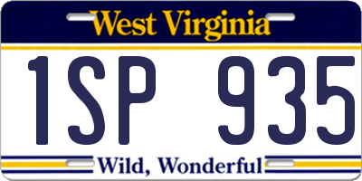 WV license plate 1SP935