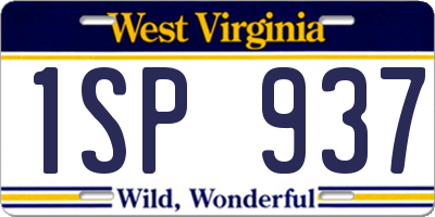 WV license plate 1SP937