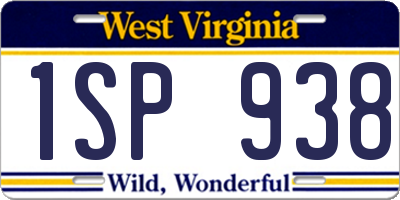 WV license plate 1SP938