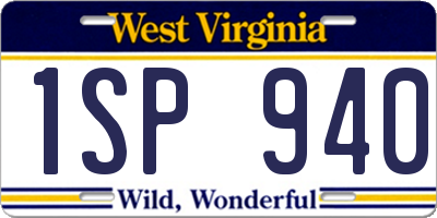 WV license plate 1SP940