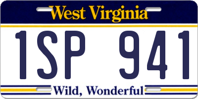 WV license plate 1SP941