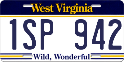 WV license plate 1SP942