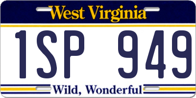 WV license plate 1SP949