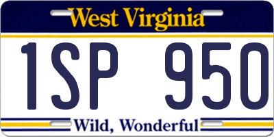 WV license plate 1SP950