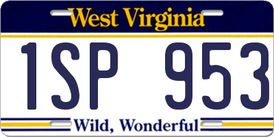 WV license plate 1SP953