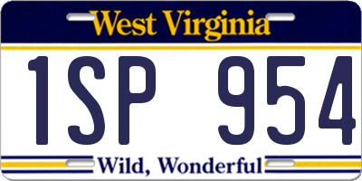 WV license plate 1SP954