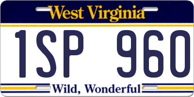 WV license plate 1SP960