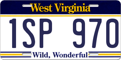 WV license plate 1SP970