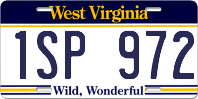 WV license plate 1SP972