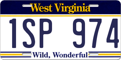 WV license plate 1SP974