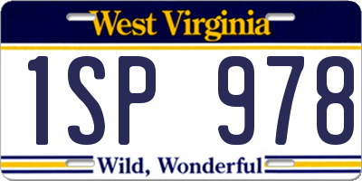 WV license plate 1SP978