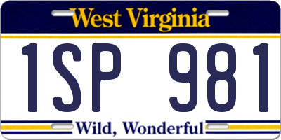 WV license plate 1SP981