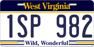 WV license plate 1SP982