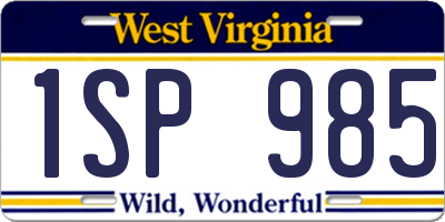 WV license plate 1SP985