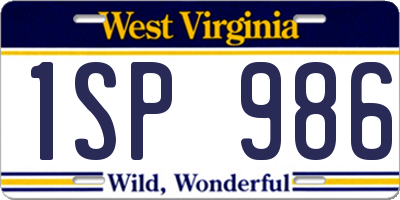 WV license plate 1SP986