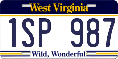 WV license plate 1SP987