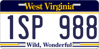 WV license plate 1SP988