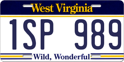 WV license plate 1SP989