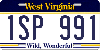 WV license plate 1SP991