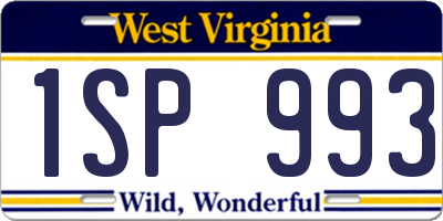 WV license plate 1SP993