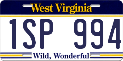WV license plate 1SP994