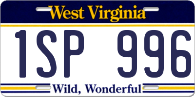 WV license plate 1SP996