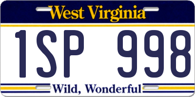 WV license plate 1SP998
