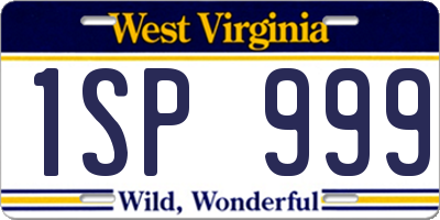 WV license plate 1SP999