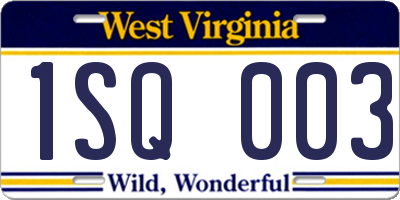 WV license plate 1SQ003