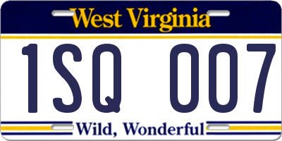 WV license plate 1SQ007